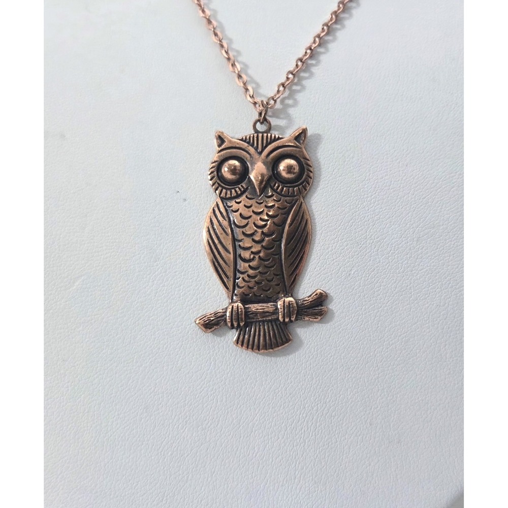 Copper Metal Owl Pendant Chain Necklace 18" Jewelry Women's